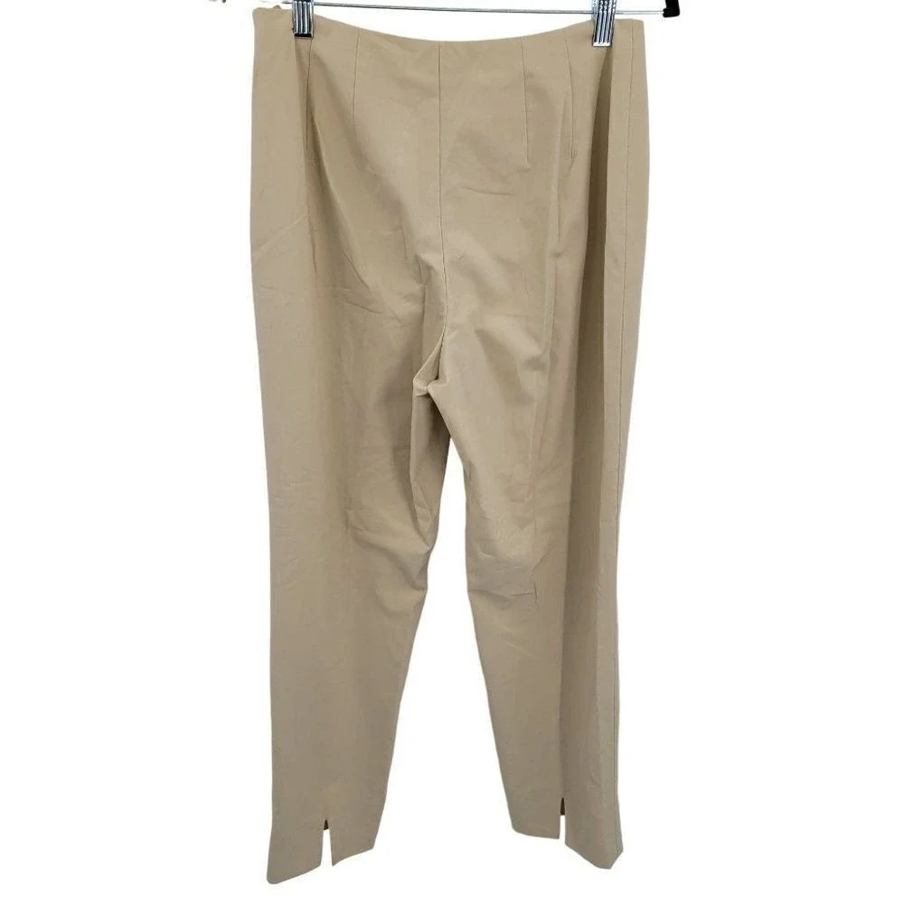 Vtg 90s Talbots High-Rise Flat Front Dress Pants Sz 8 Beige‎ Tapered Split Hem